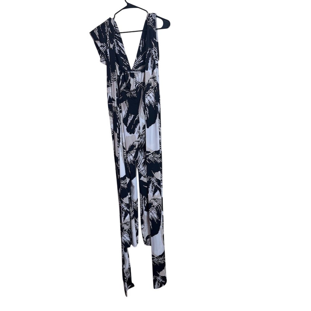 ReVamped Infinity wrap Jumpsuit Womens Size S Multicolor Abstract Wide V-Neck - Picture 3 of 5